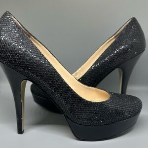 Enzo Angiolini Black Glittery Stiletto Heels